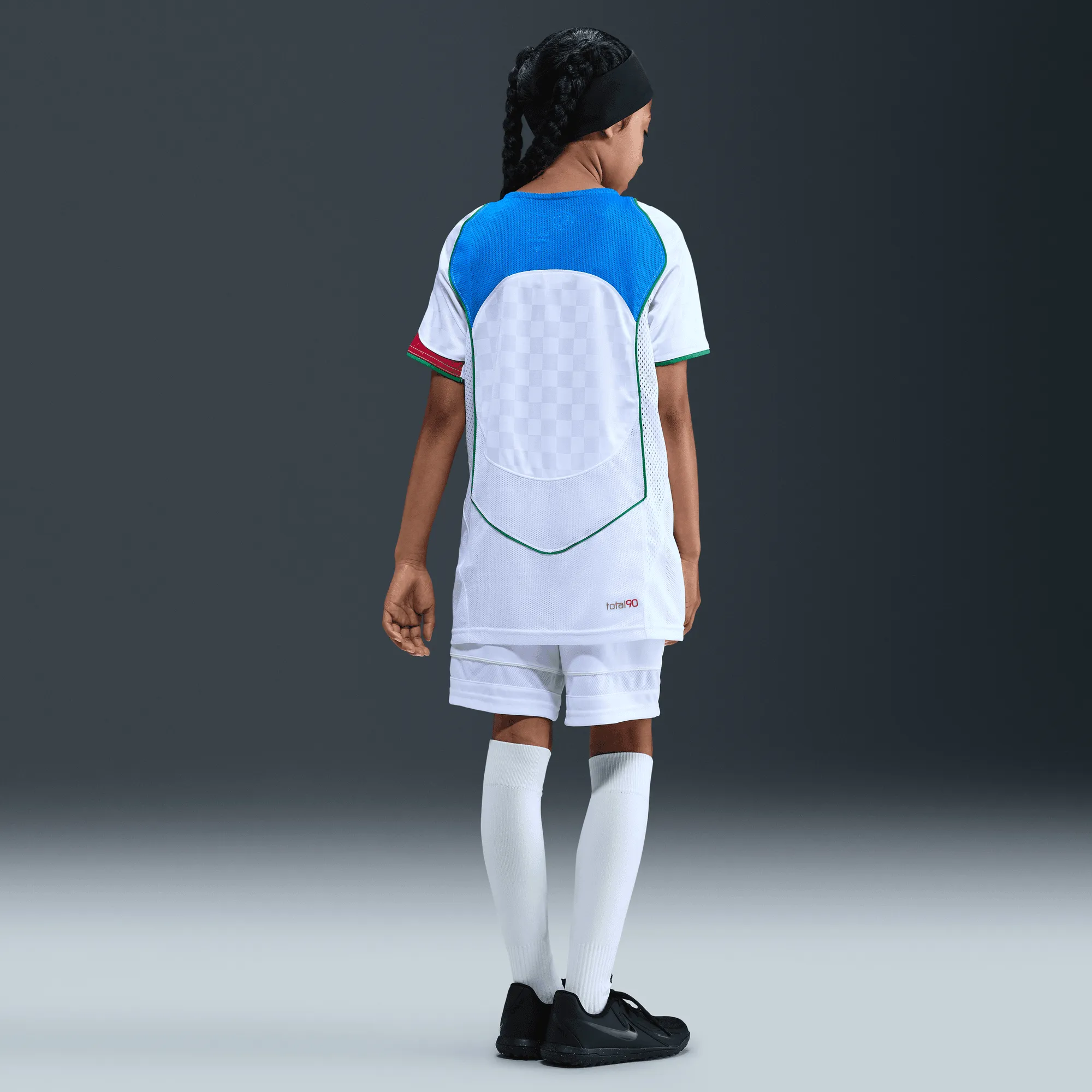 FlexibleCollar KIDS TOTAL 90 DRI-FIT SOCCER JERSEY - WHITE / ITALY BLUE