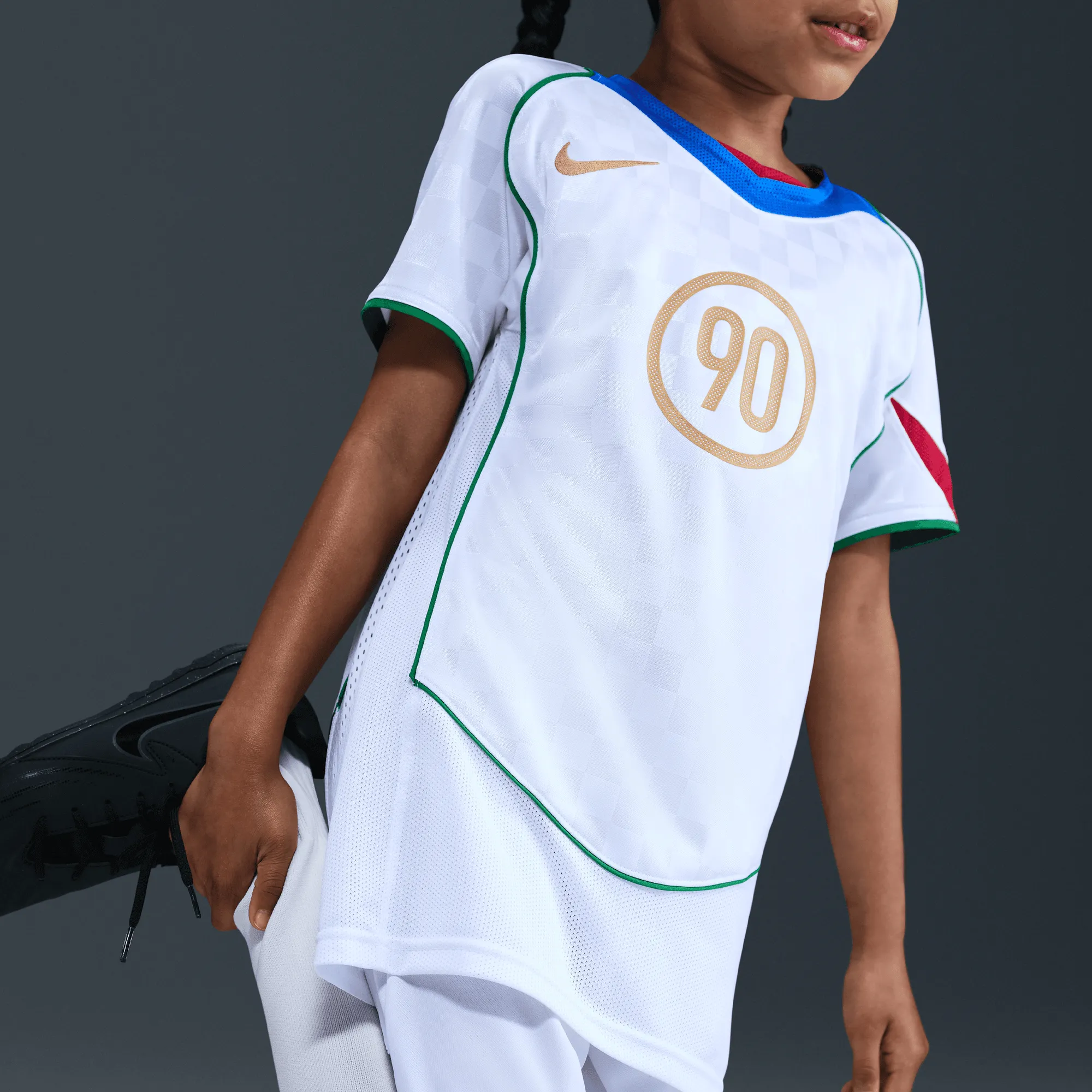 KIDS TOTAL 90 DRI-FIT SOCCER JERSEY - WHITE / ITALY BLUE Wonder Fit