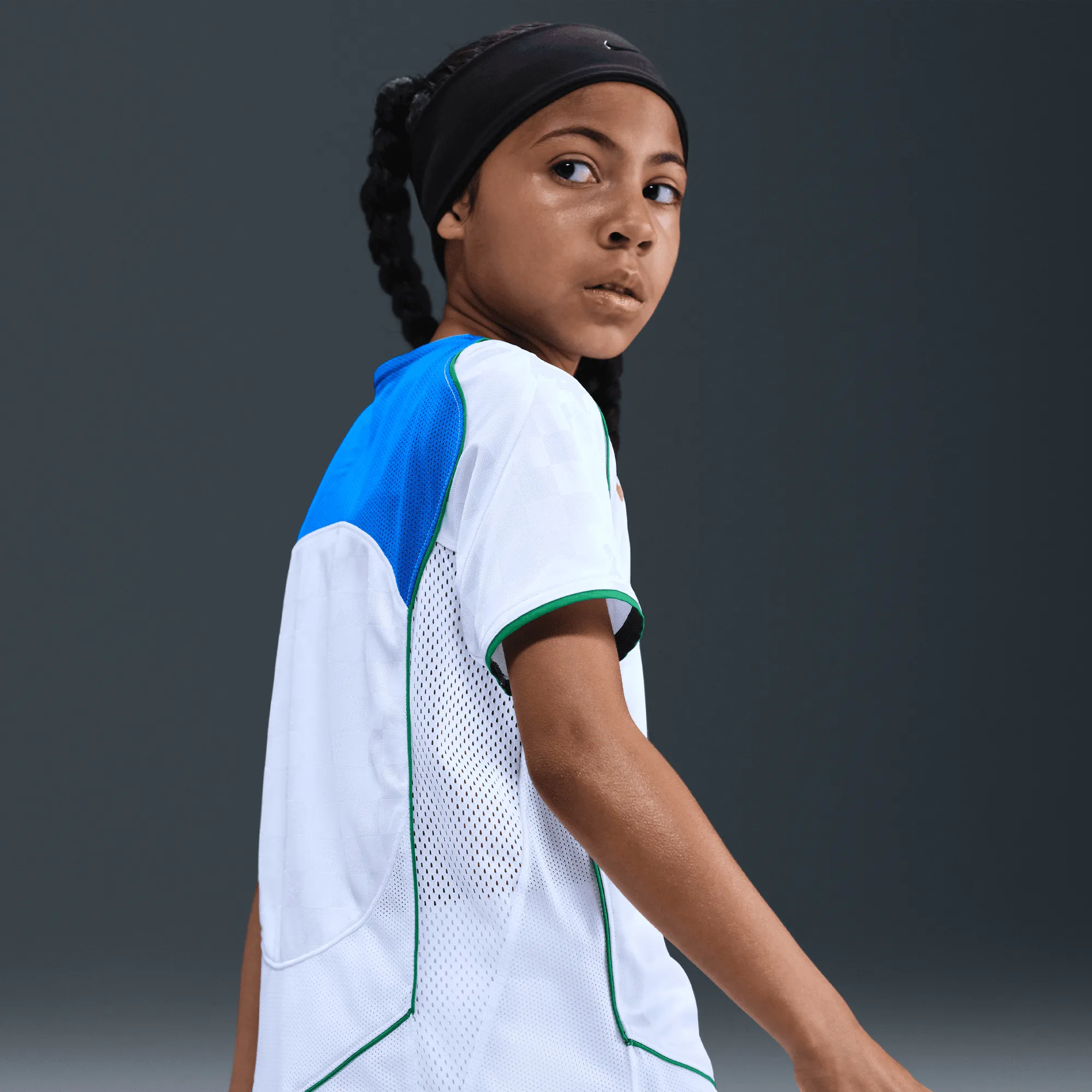 KIDS TOTAL 90 DRI-FIT SOCCER JERSEY - WHITE / ITALY BLUE HighDensityWeave