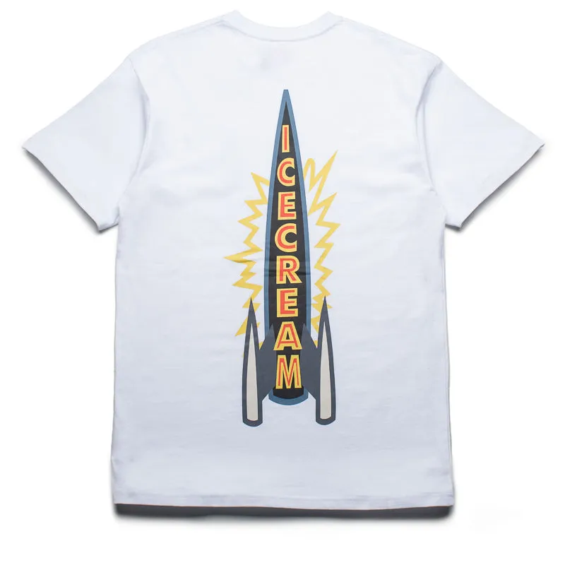 Ice Cream Rocket Boy Tee - White Low-waisted pom-pom