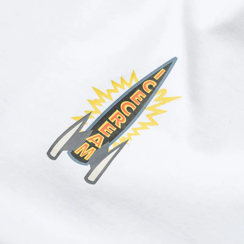 Ice Cream Rocket Boy Tee - White abstract hem