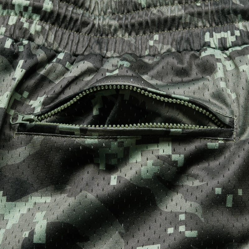 Simple Cut Floral Print Politics Mesh Shorts - Politics Camo