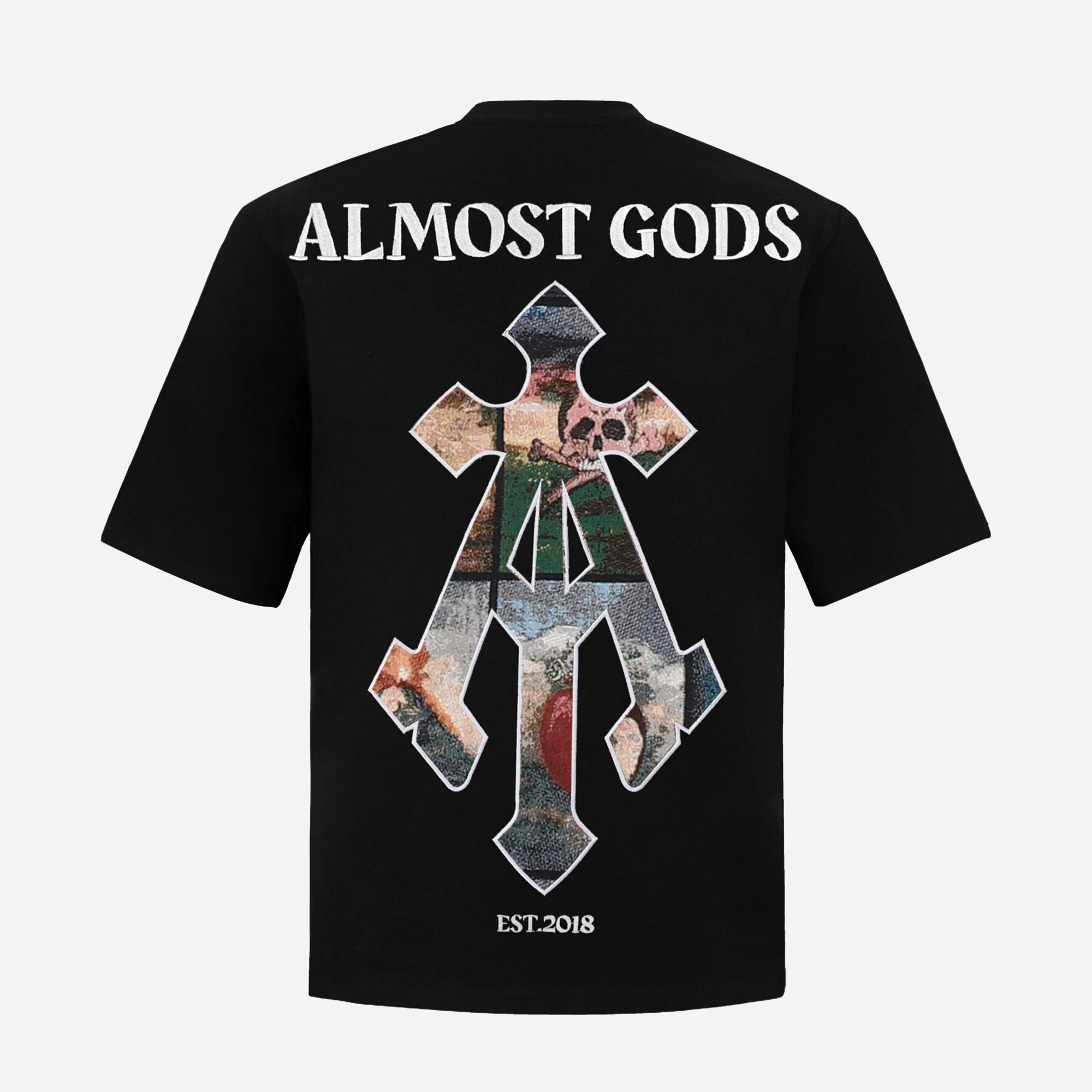 ALMOST GODS | ALMOST GODS ARCANA JACQUARD PATCHED TEE { BLACK MoistureControlClothing Fantasy Glow