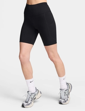 Slip Resistant Inner Grip One High Waisted 8" Biker Shorts - Black