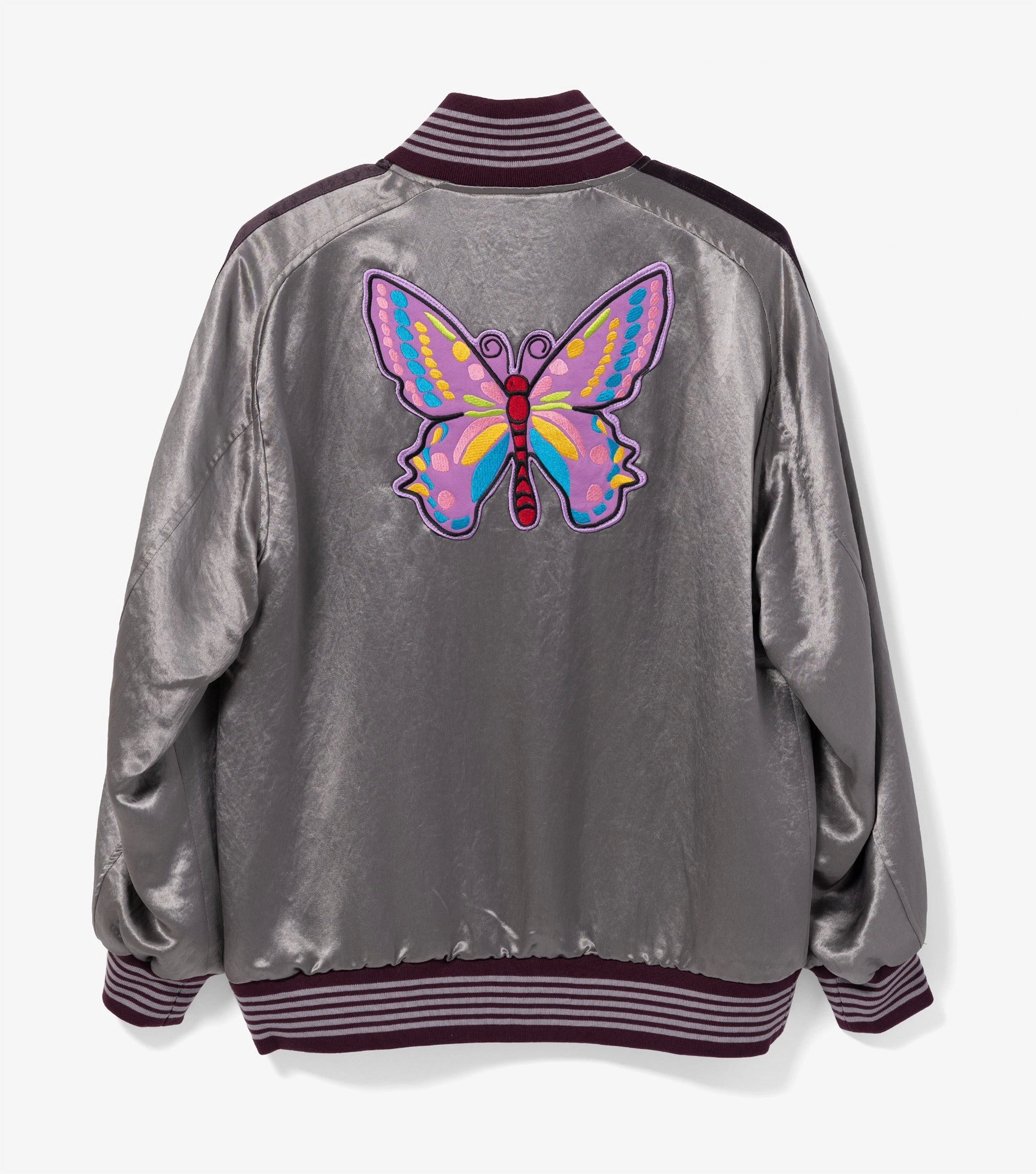 Sateen Award Jacket (Grey) Reflective Zippers