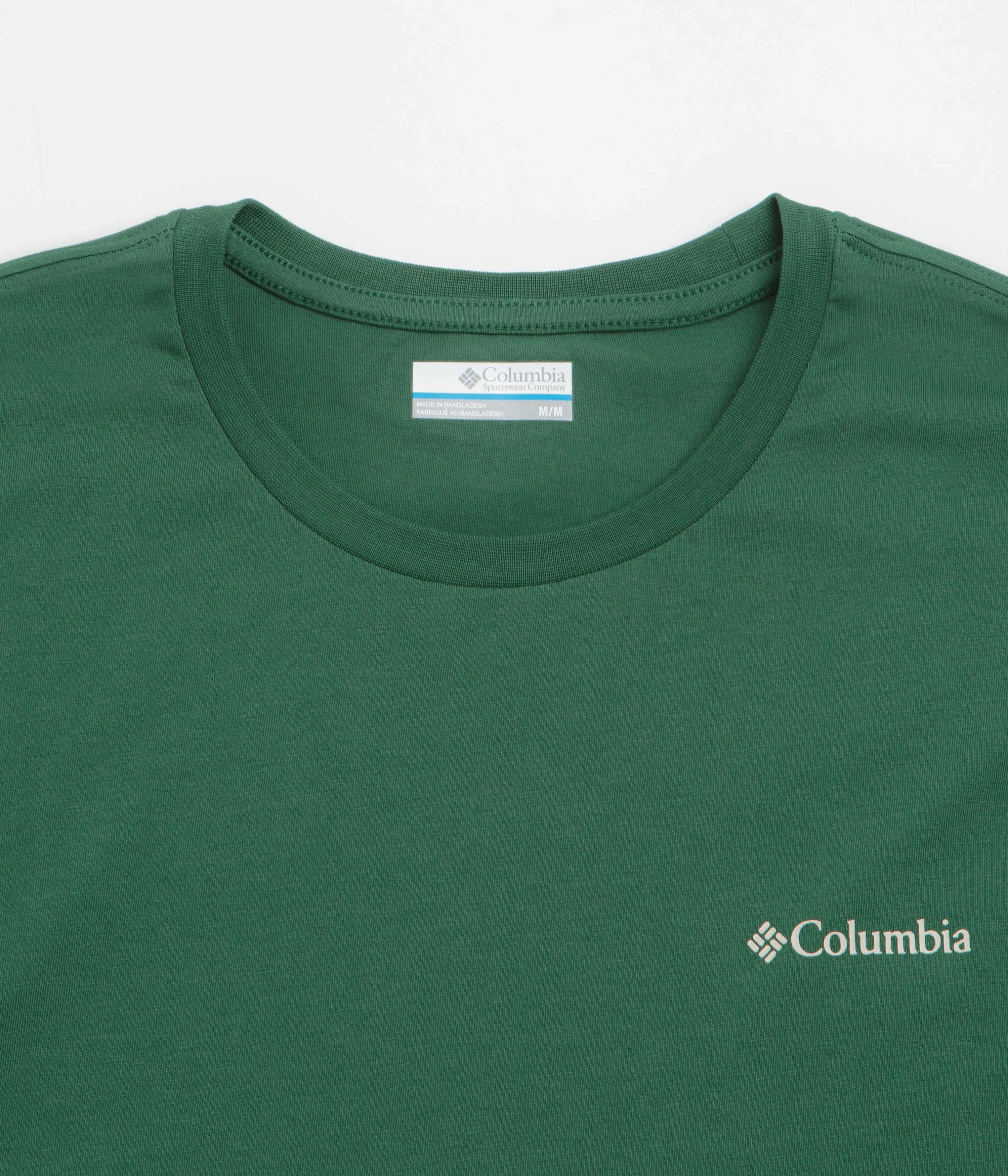 Columbia Barton Springs Graphic T-Shirt - Rain Forest / Dark Stone Embroidered Details dress silhouette