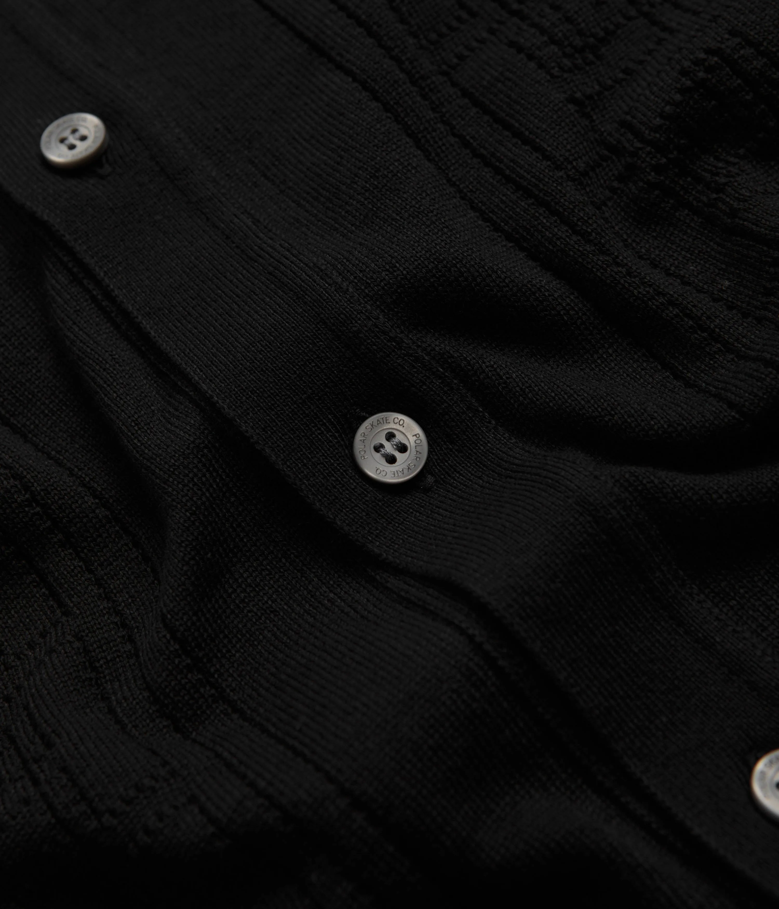 Slim Silhouette Shimmer Effect Polar Double P Miles Cardigan - Black
