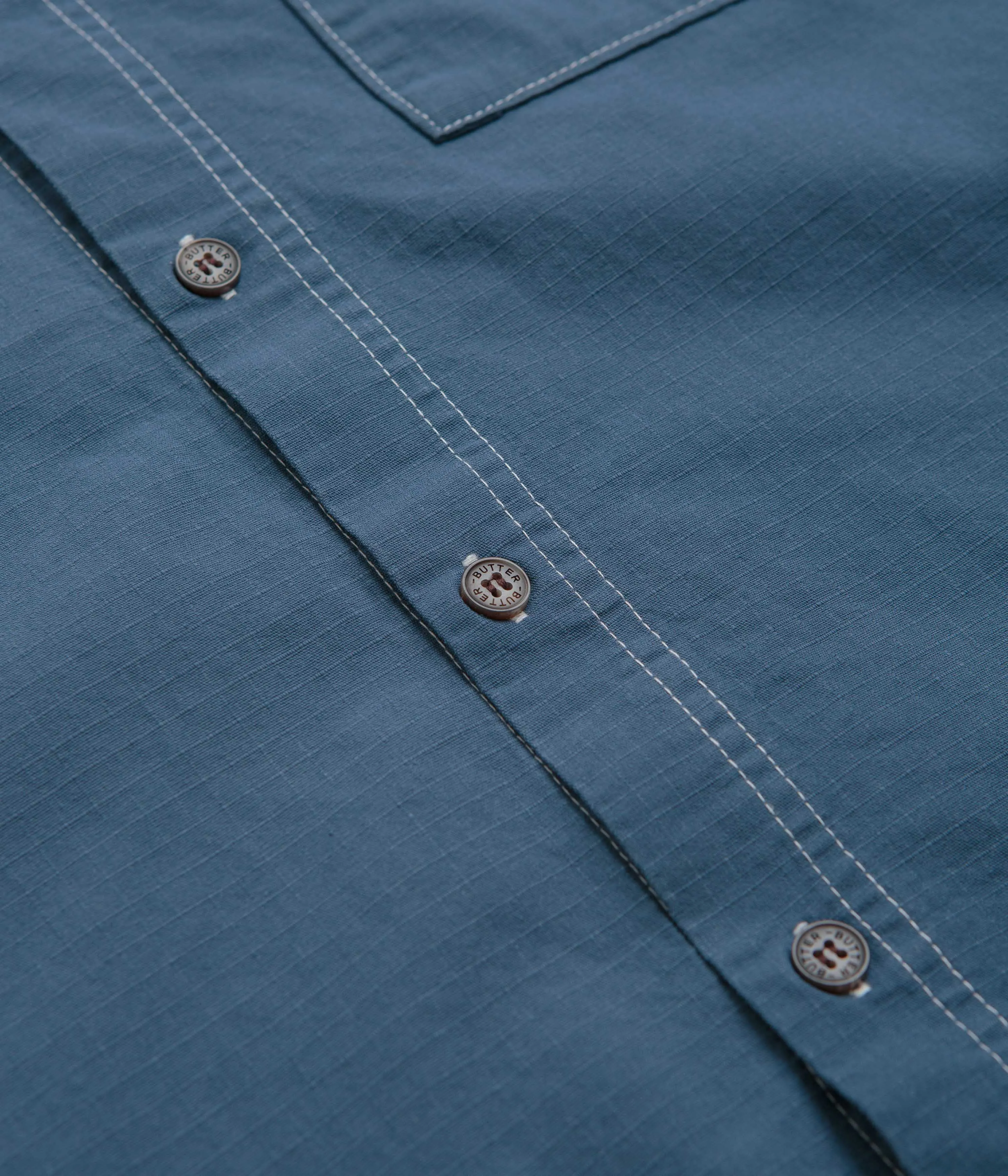 Customizable Option Non Iron Butter Goods Ripstop Button Up Shirt - Work Blue