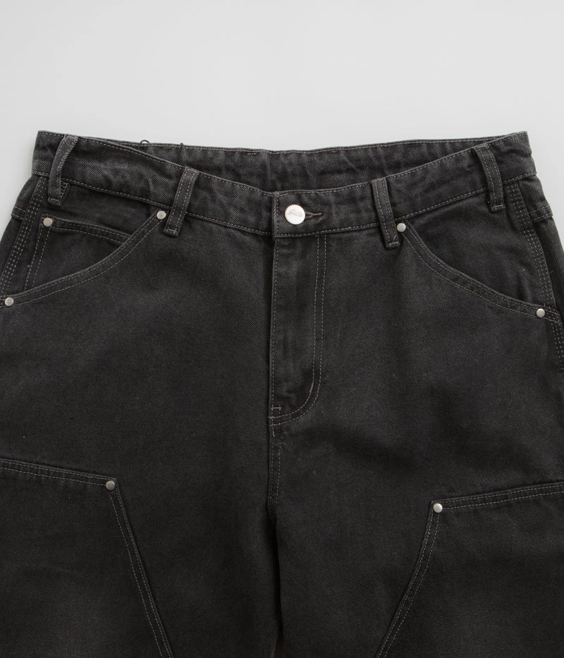 Butter Goods Davide Double Knee  Jeans - Washed Black Soft Structure Tear Resistant