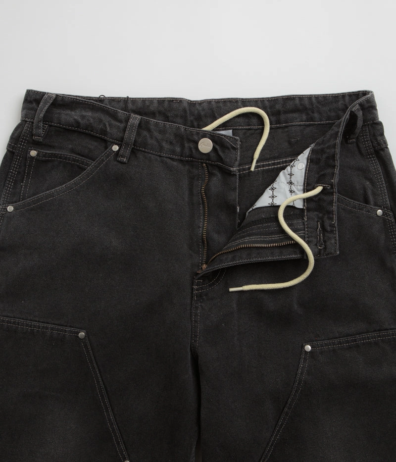 Butter Goods Davide Double Knee  Jeans - Washed Black Flexible Waistband