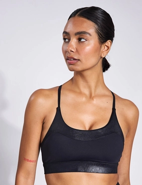 Odor Resistant Material Limit High-Shine Sports Bra - Animal Black