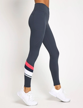 Flexible Stretch Material Limitless Legging - Charcoal/Coral
