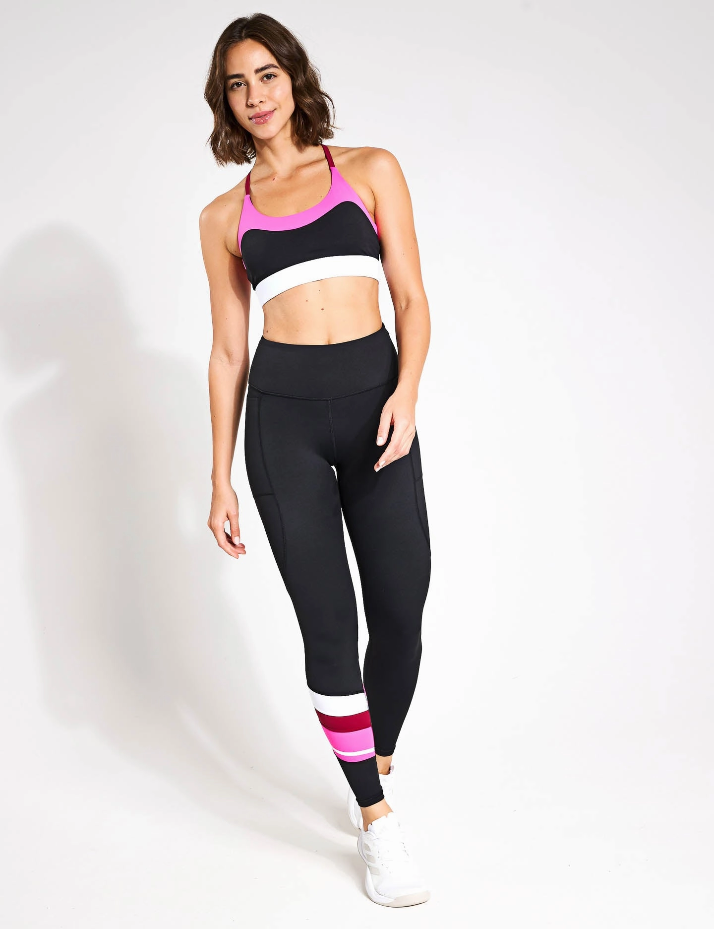 Purple adults' Limitless Sports Bra - Black/Pink/White