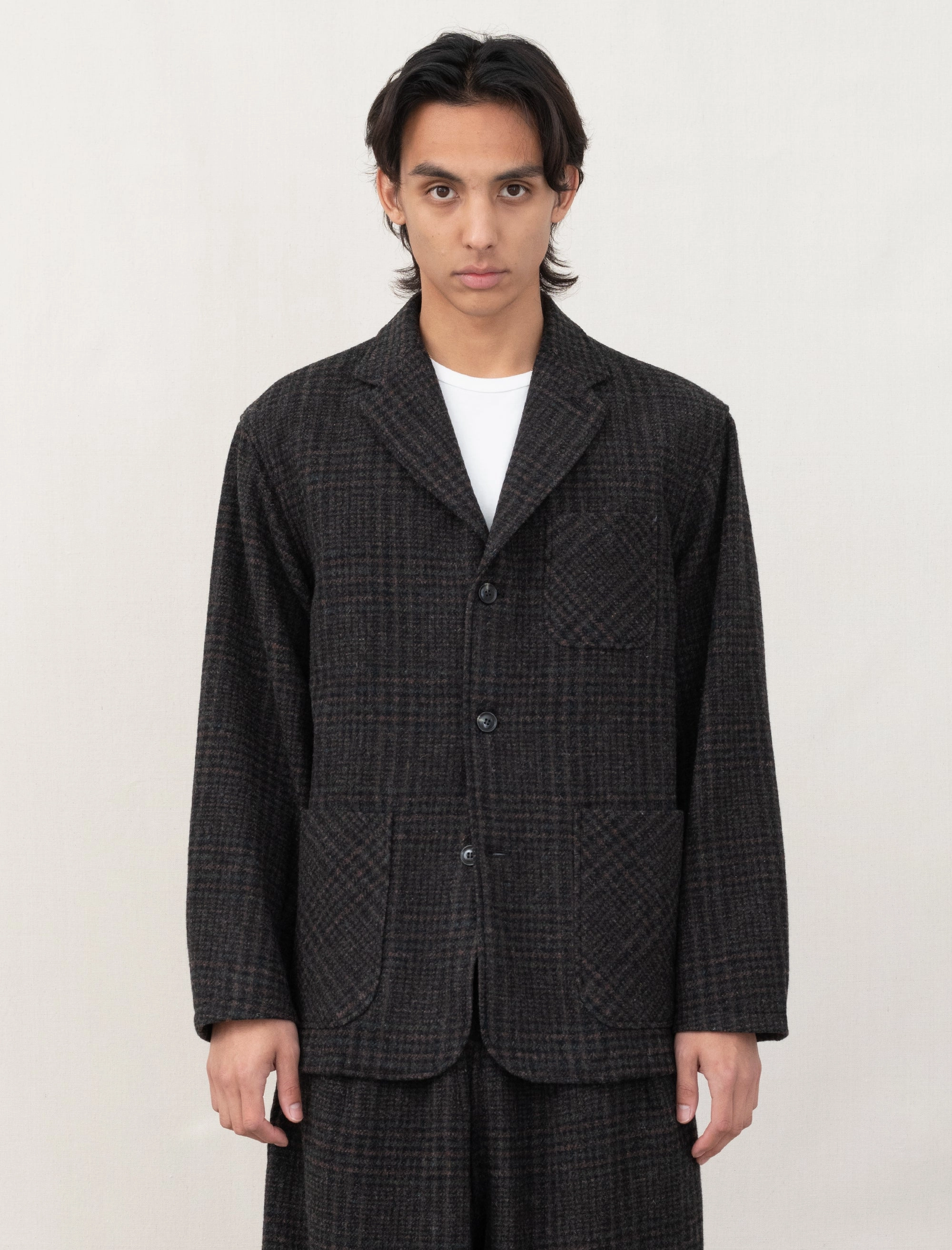 Essential Style Reflective Zippers Loafer Jacket (Wool Glen Plaid)