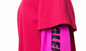 Logo Layered Hoodie T-Shirt "Raspberry And White"