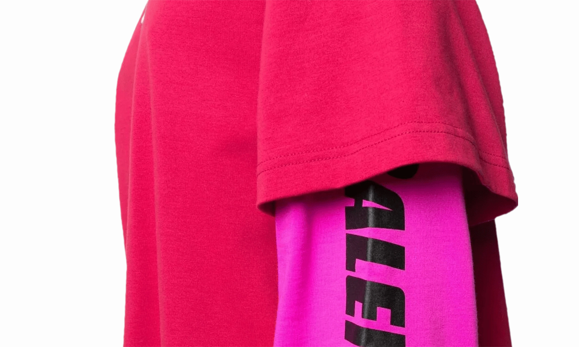 Logo Layered Hoodie T-Shirt "Raspberry And White"