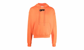 Logo-Print Drawstring Cotton Hoodie "Orange"