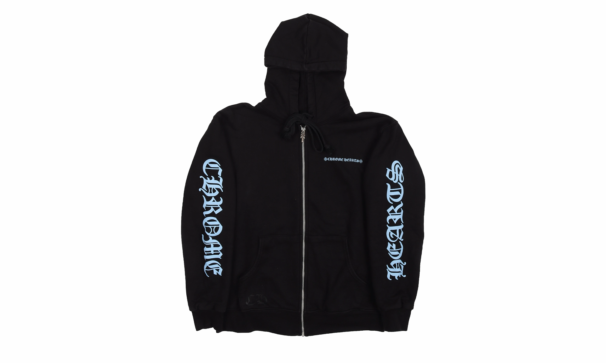 Logo-print zip-up hoodie "Black/Blue"