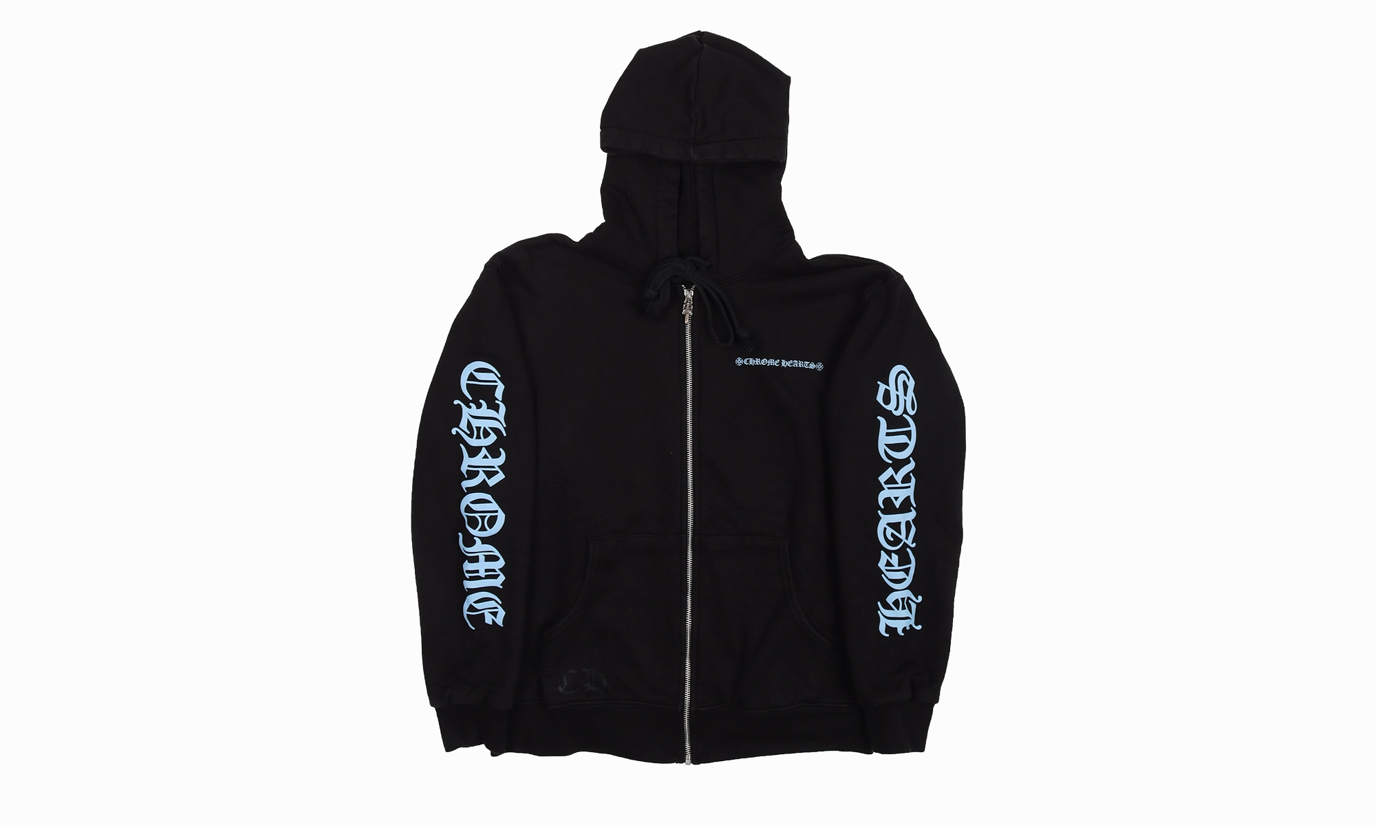 Logo-print zip-up hoodie "Black/Blue"