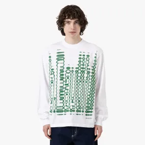 ruffled hem Yarn Dyed Stripes b.Eautiful Vapor Logo Shirt / White