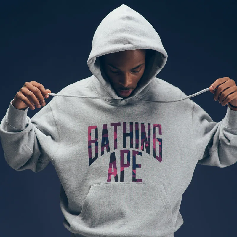 Lifestyle Wear Reinforced Elbow Patches A Bathing Ape NYC Logo Pullover Hoodie - Gray