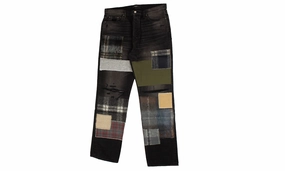 Low Impact Processing Loose Mohair Patch Jeans "Black"