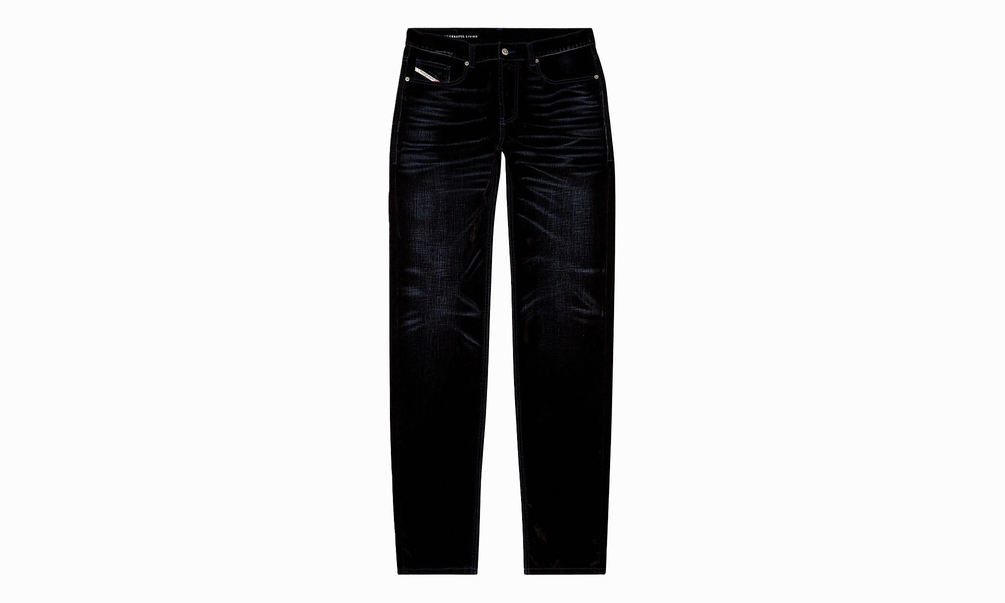 Loose Velvet Flocked Denim Jeans "Blue" Modern Couple Look