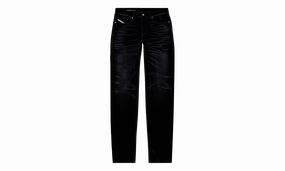 Loose Velvet Flocked Denim Jeans "Blue" Balanced Style