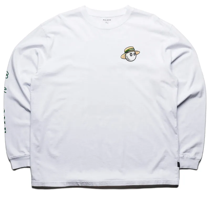 Malbon Golf Marina L/S Tee - White V-Neck