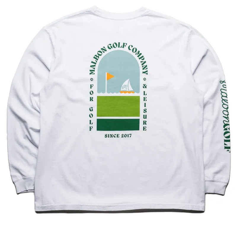 Malbon Golf Marina L/S Tee - White snap Recycled Material