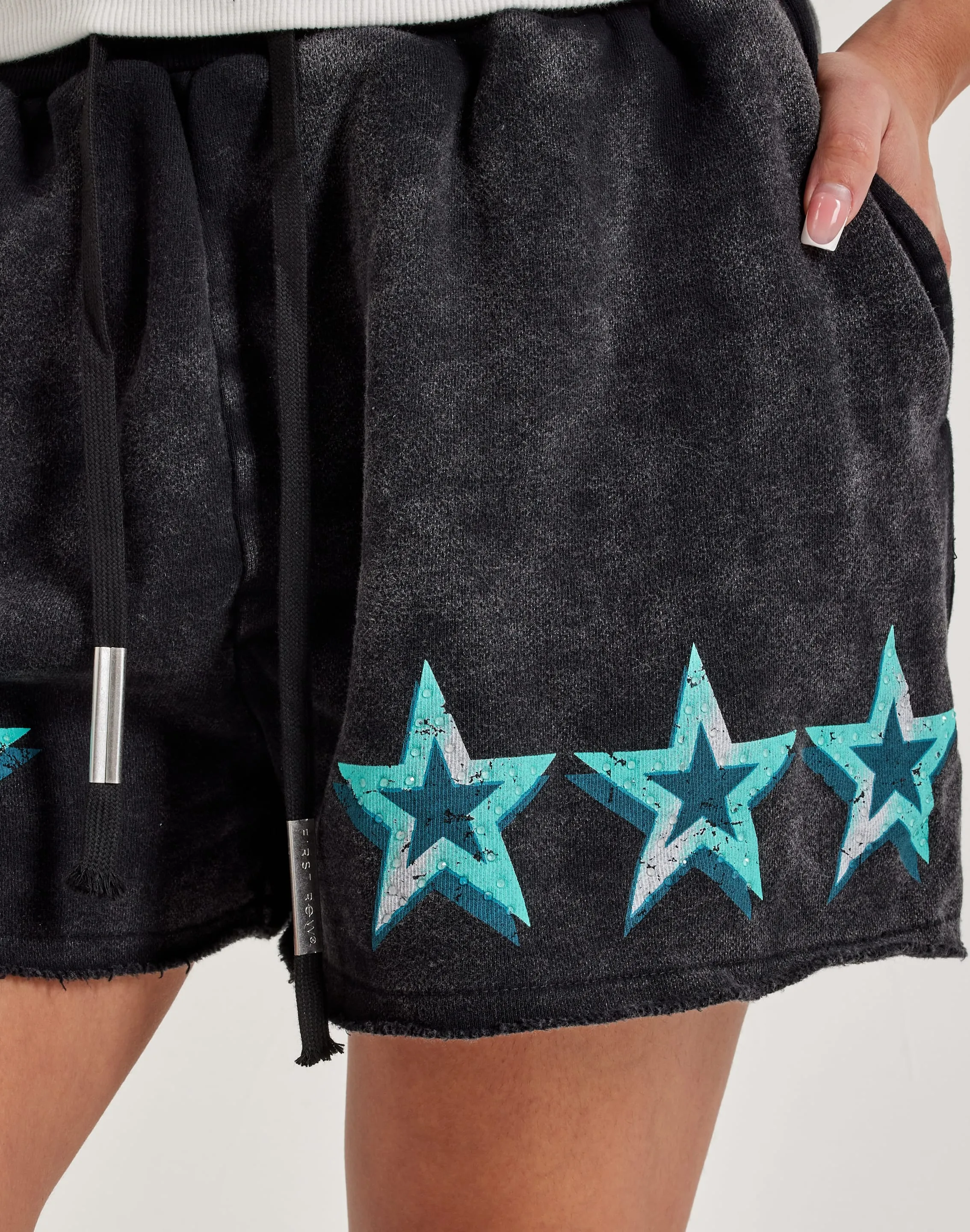 CompressiveFitFabric First Row Washed Rhinestone Star Shorts