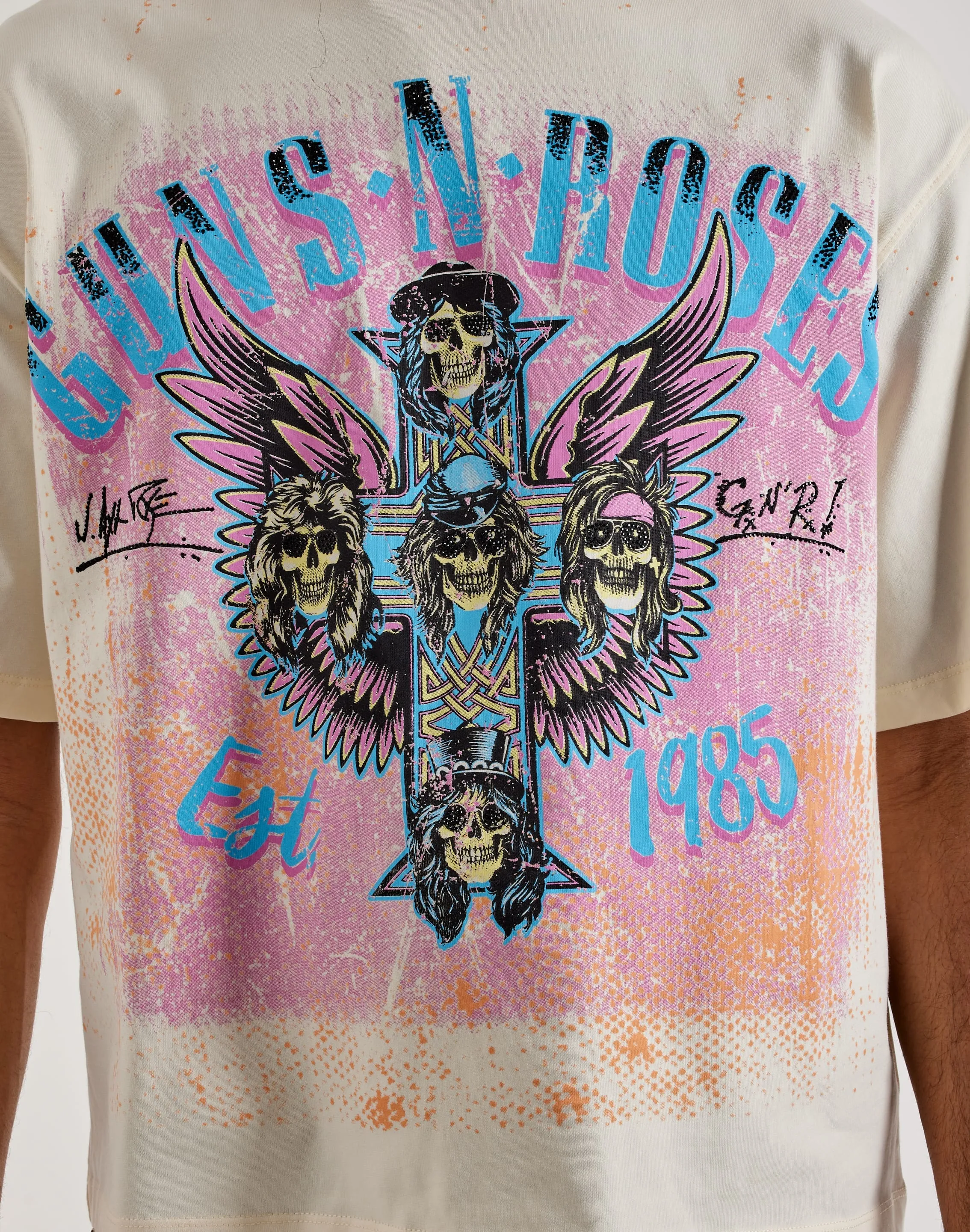 Central Mills Guns N' Roses Cropped Tee Natural Fiber Blend