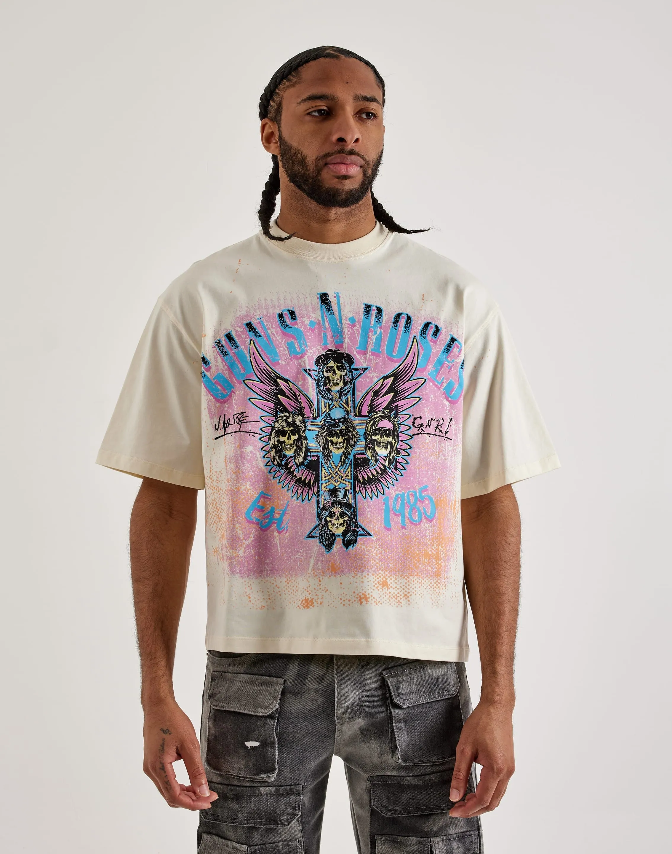 Quick Wear Fast Fit Central Mills Guns N' Roses Cropped Tee