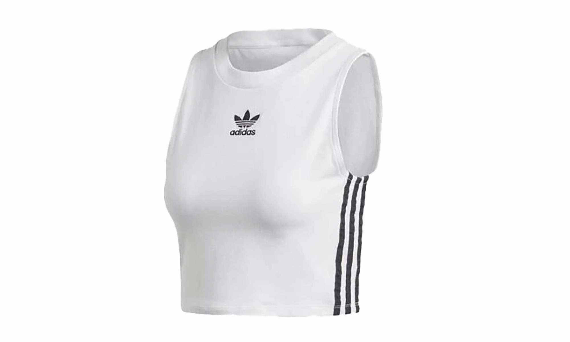 Trefoil Athletic Casual Crop Top "White / Black" EcoDye Process