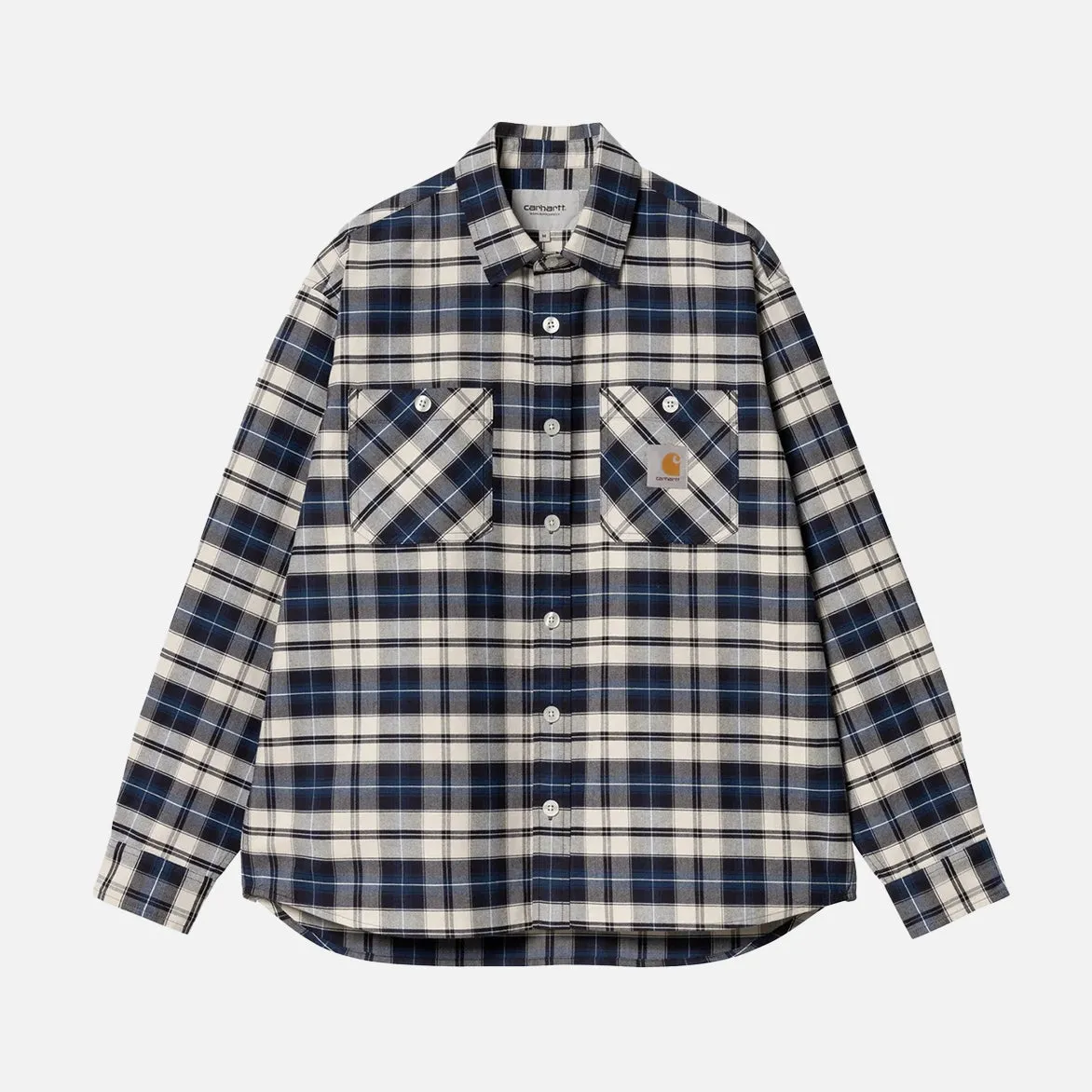 Parisian Chic SeamlessPockets L/S TARBELL CHECK SHIRT - DARK NAVY / WHITE
