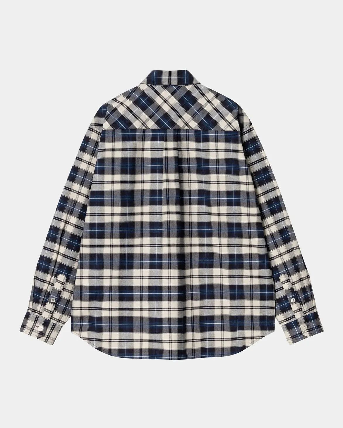Ergonomic Cut FoldableDesign L/S TARBELL CHECK SHIRT - DARK NAVY / WHITE