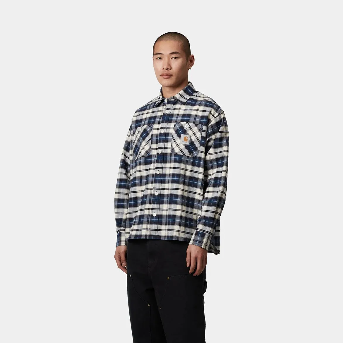 L/S TARBELL CHECK SHIRT - DARK NAVY / WHITE Faith Core