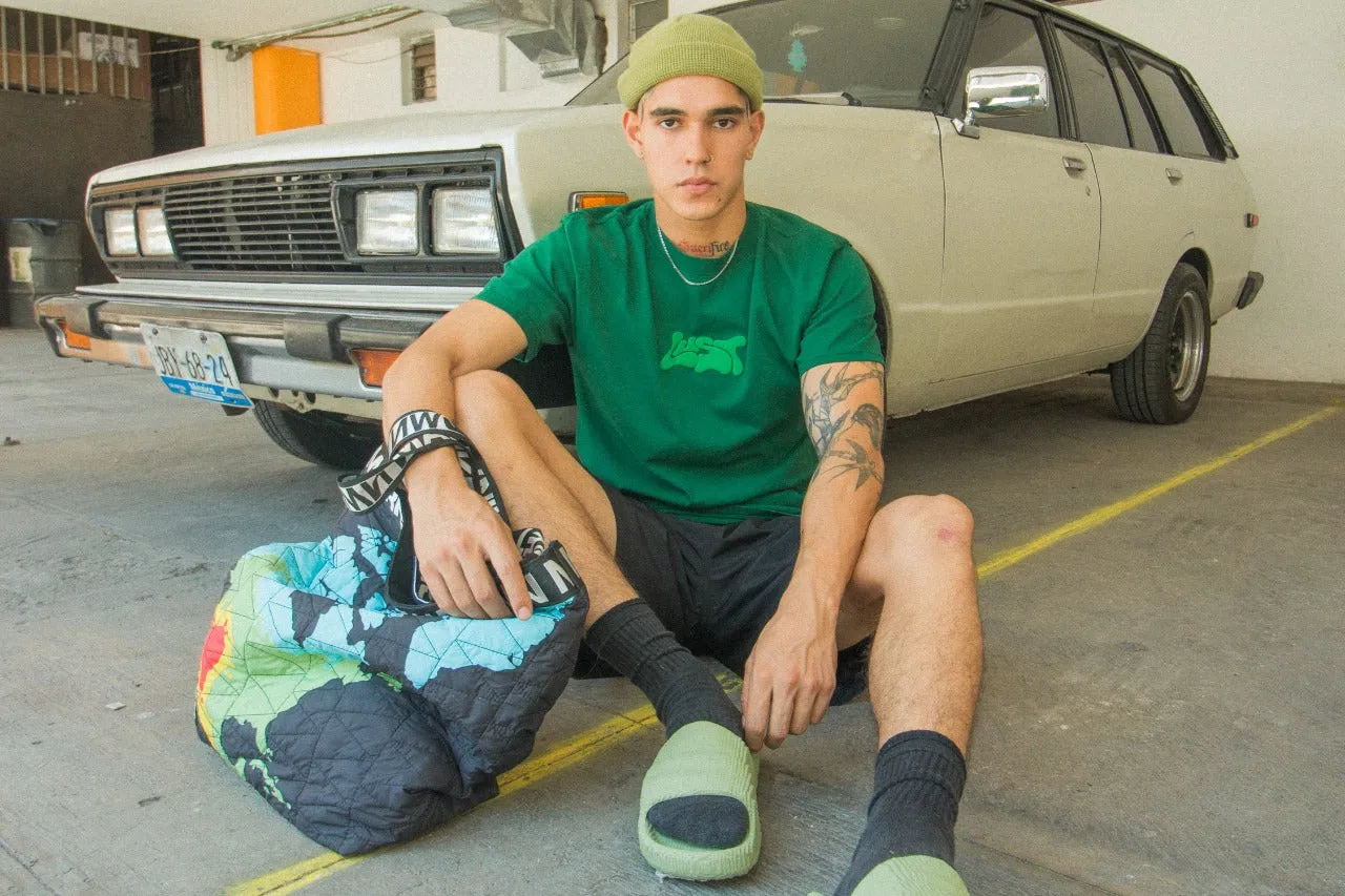 Lust Brand Melting Logo Evergreen Tee LightweightConstruction Reinforced Hems