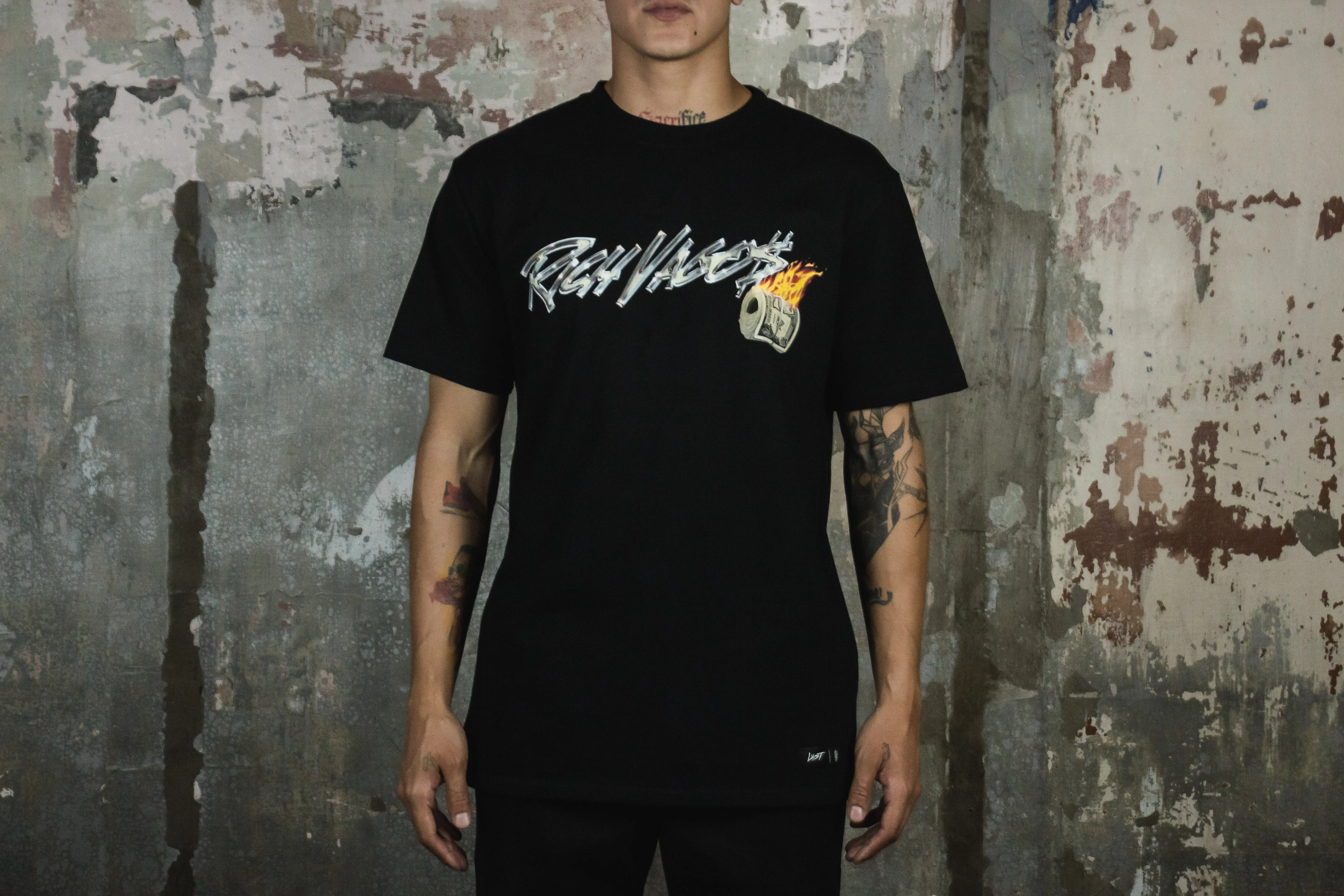 Lust Brand x Rich Vagos "Cromado" Tee Ergonomic Shoulder Shape Hidden Zipper Closure