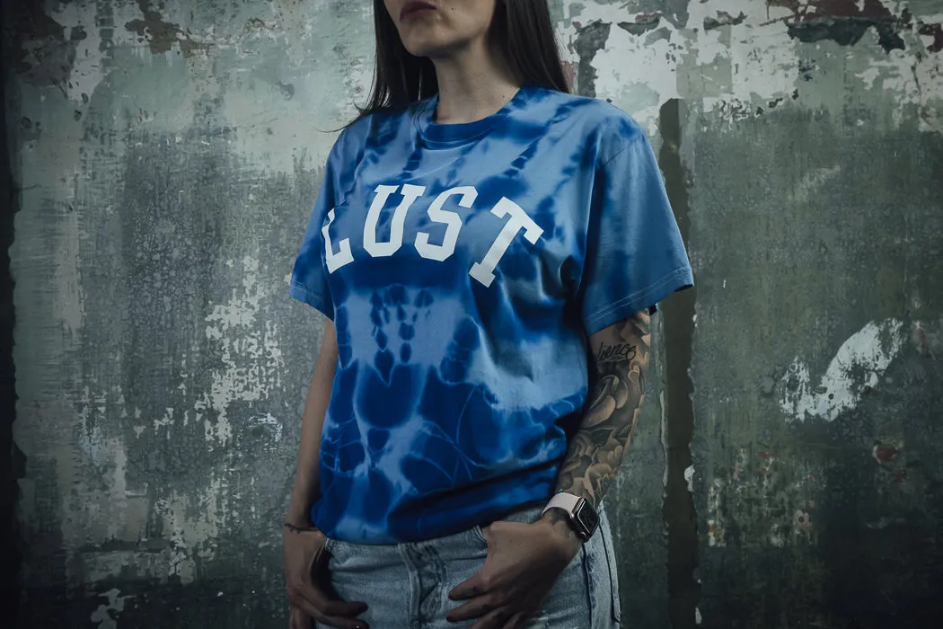LUST Tie Dye Tee Tubular Body Construction Convertible Neckline