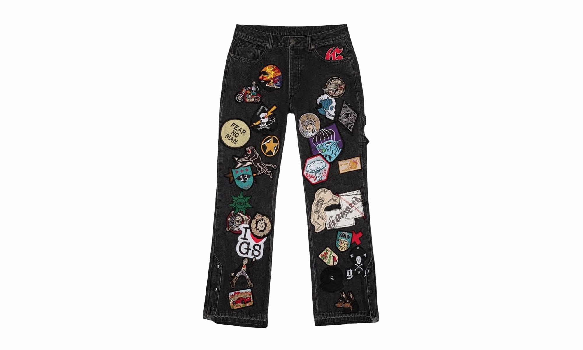 Patchwork Denim "Black" Adjustable drawstring