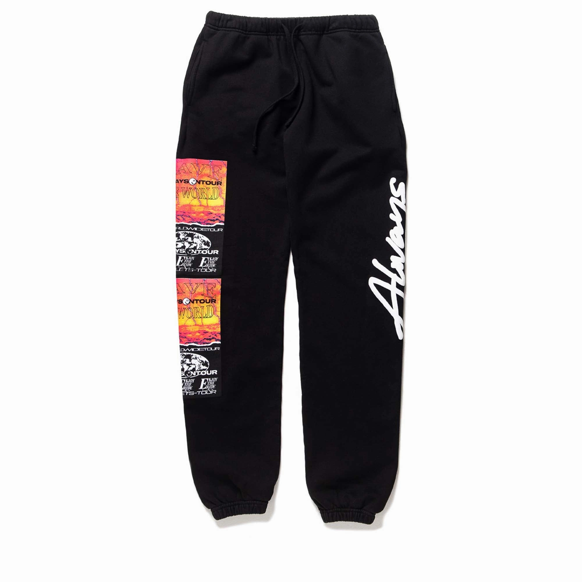 Adjustable Toggle Zoned Airflow Channels Always On Tour Script Sweatpants - Black