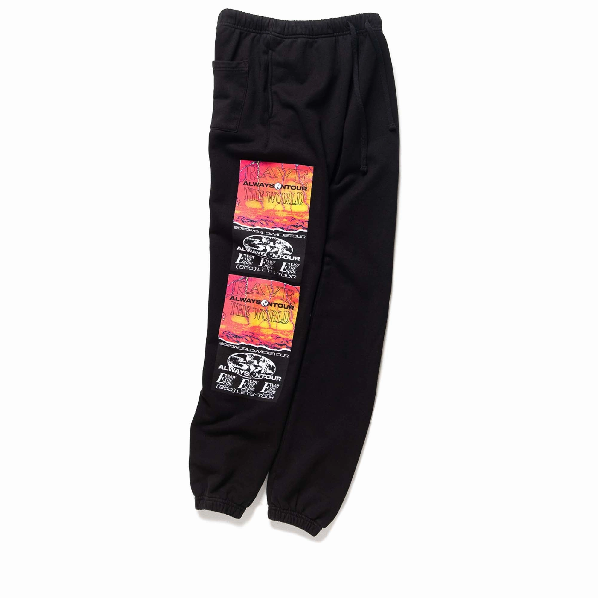 Always On Tour Script Sweatpants - Black Slip Resistant Waist Grip Adjustable Toggle