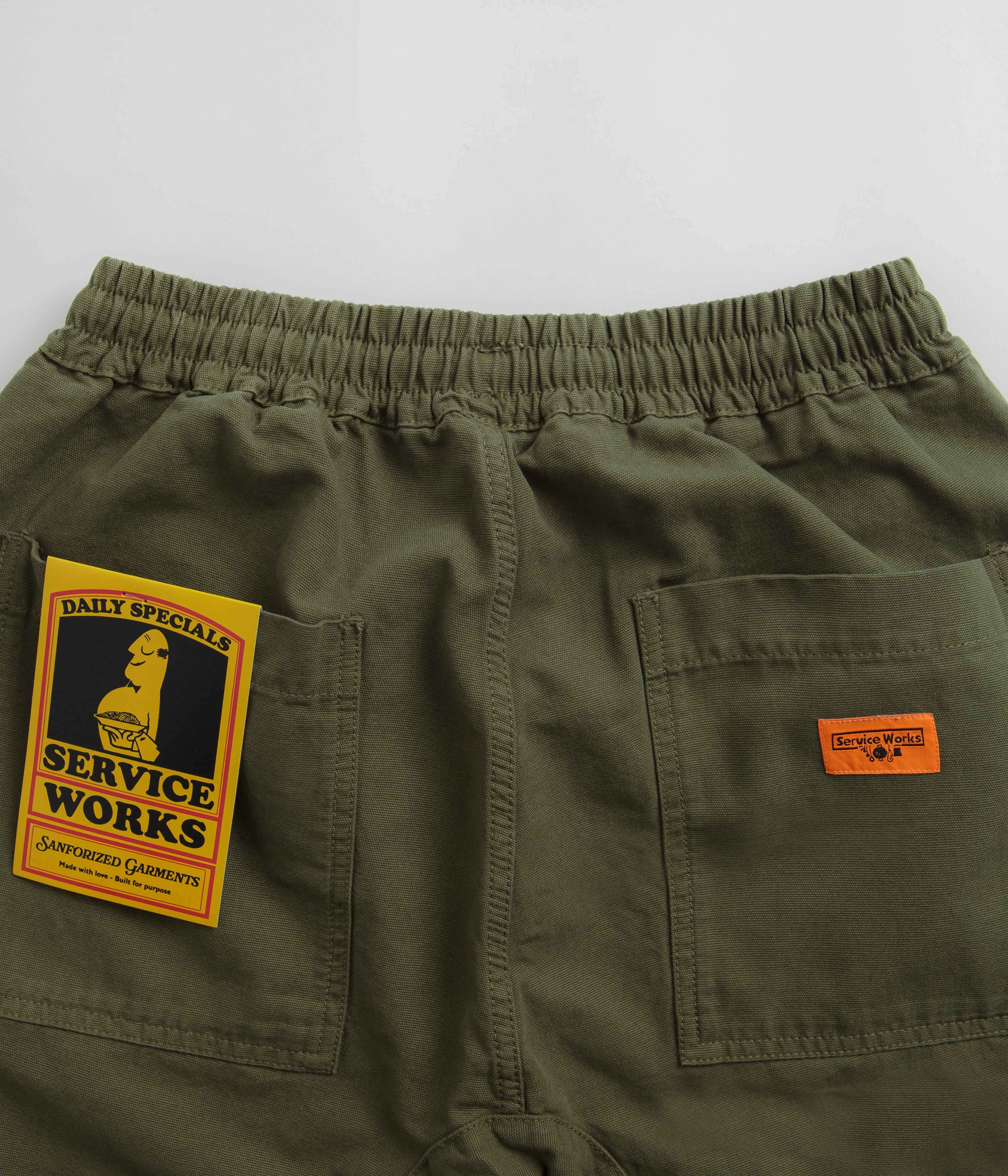 Service Works Classic Chef Shorts - Olive Compression Fit Anti Static Material