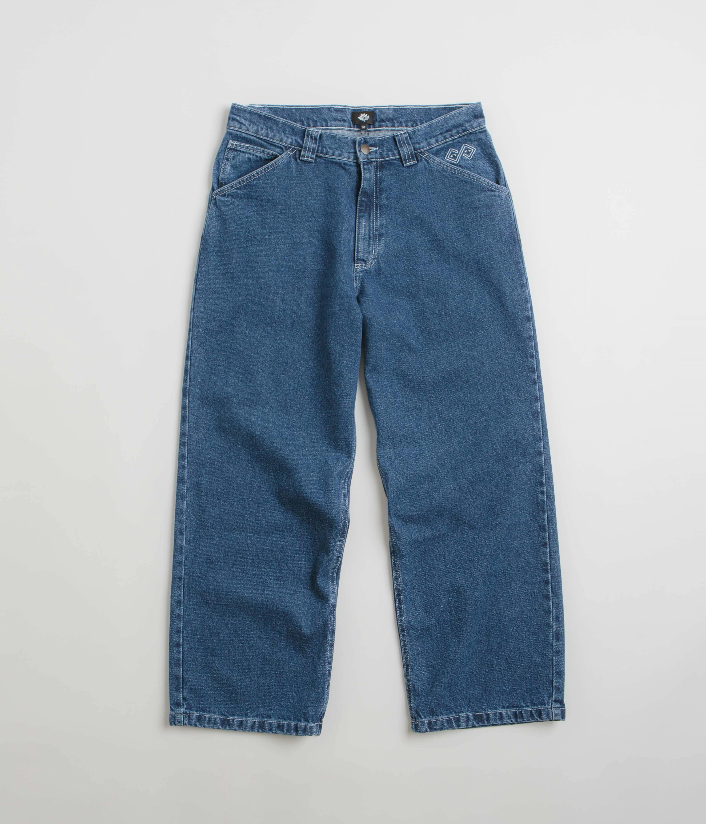 Magenta Ledge Jeans - Light Blue Metallic accents