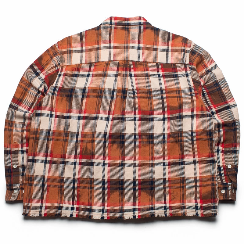 A Bathing Ape Bleached Bape Check Zip Shirt - Red Commute Win