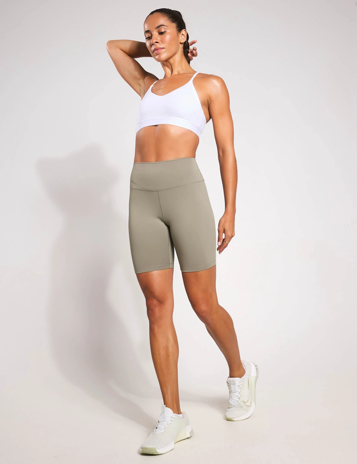 Racerback seams Versatile Style Indy Light Support Sports Bra - White/Stone Mauve