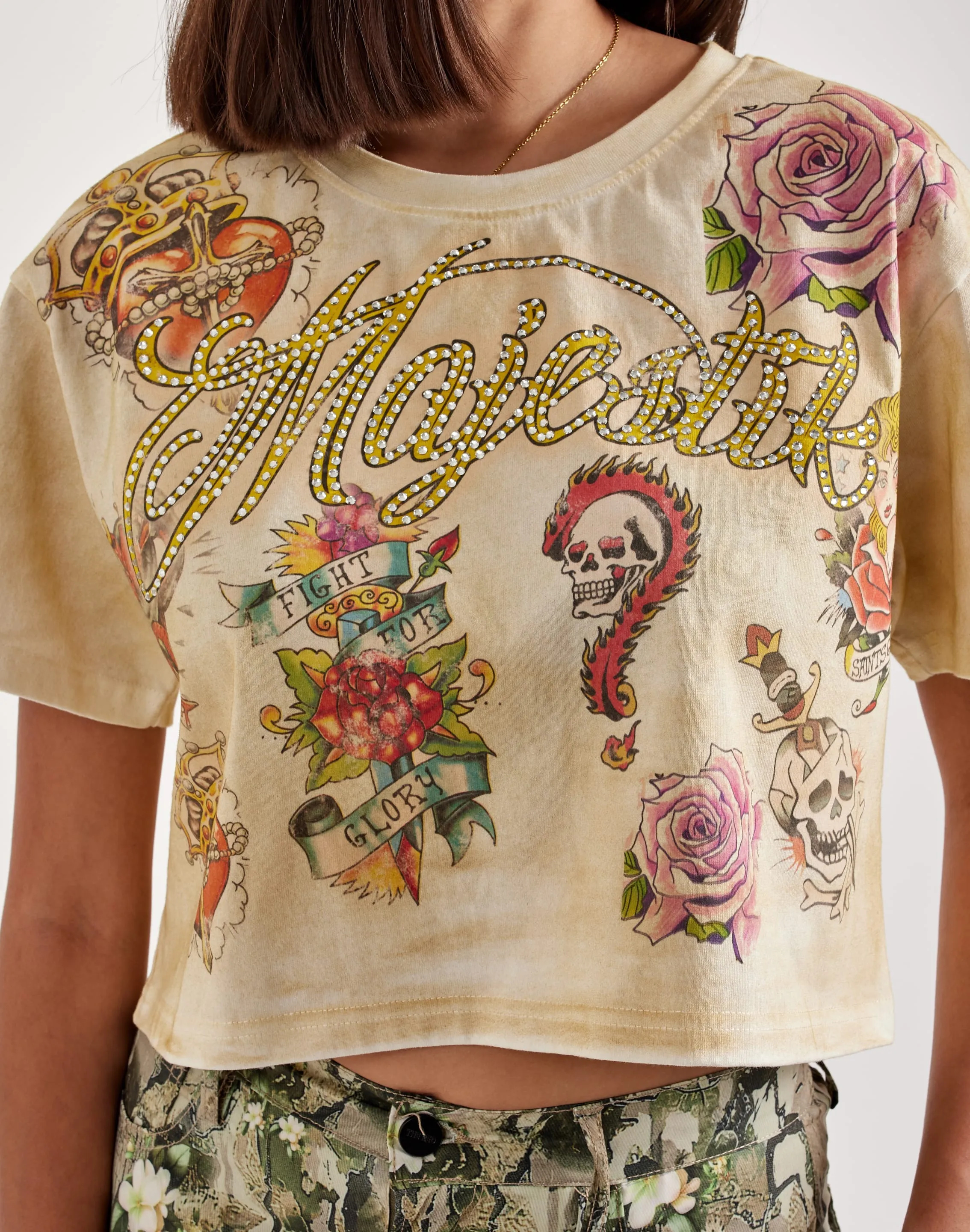 Majestik Allover-Print Cropped Tee LightweightMaterial
