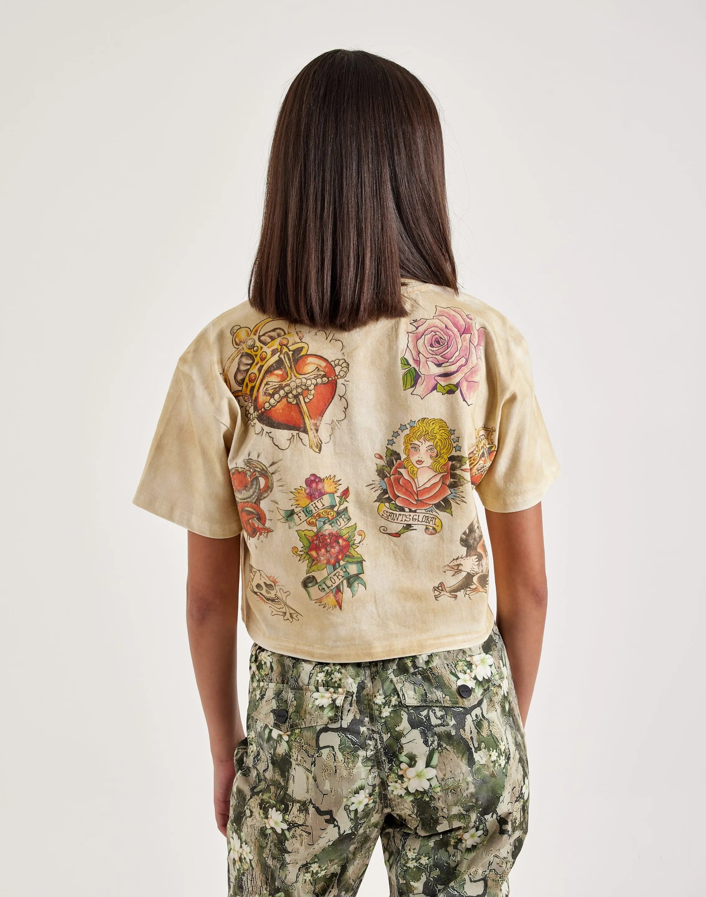 Majestik Allover-Print Cropped Tee RecycledBlend