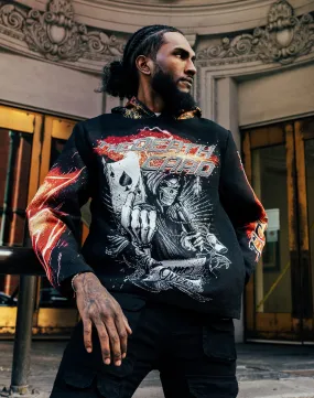 Durable Reinforced Edges Majestik Death Card Rhinestone Tapestry Hoodie